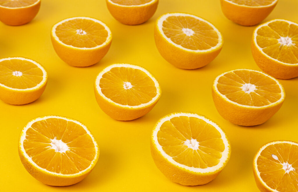 Oranges cut in half background 1641748